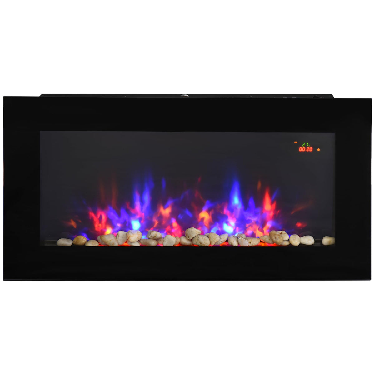 HOMCOM 900W/1800W Electric Wall Fireplace with LED Flame Effect Timer