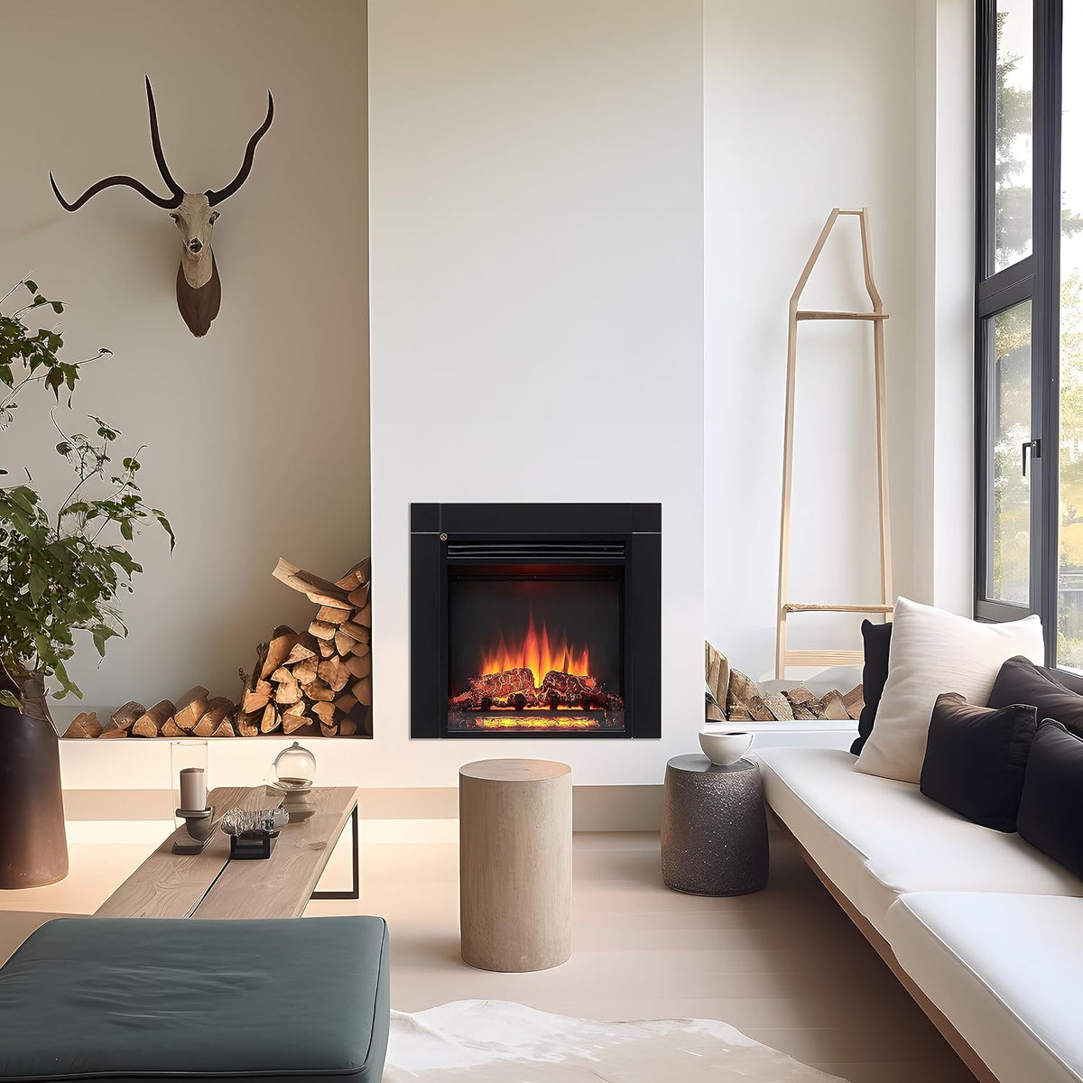 FLAMME 24" Freestanding Electric Fireplace, Innsbruck, Black