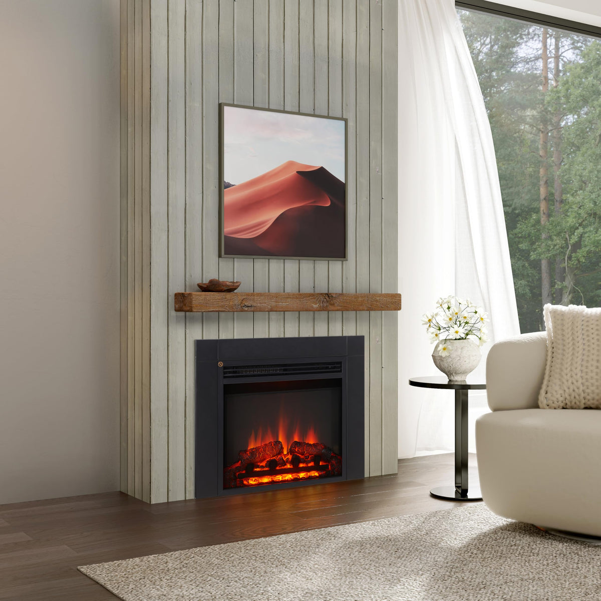 FLAMME 24" Freestanding Electric Fireplace, Innsbruck, Black