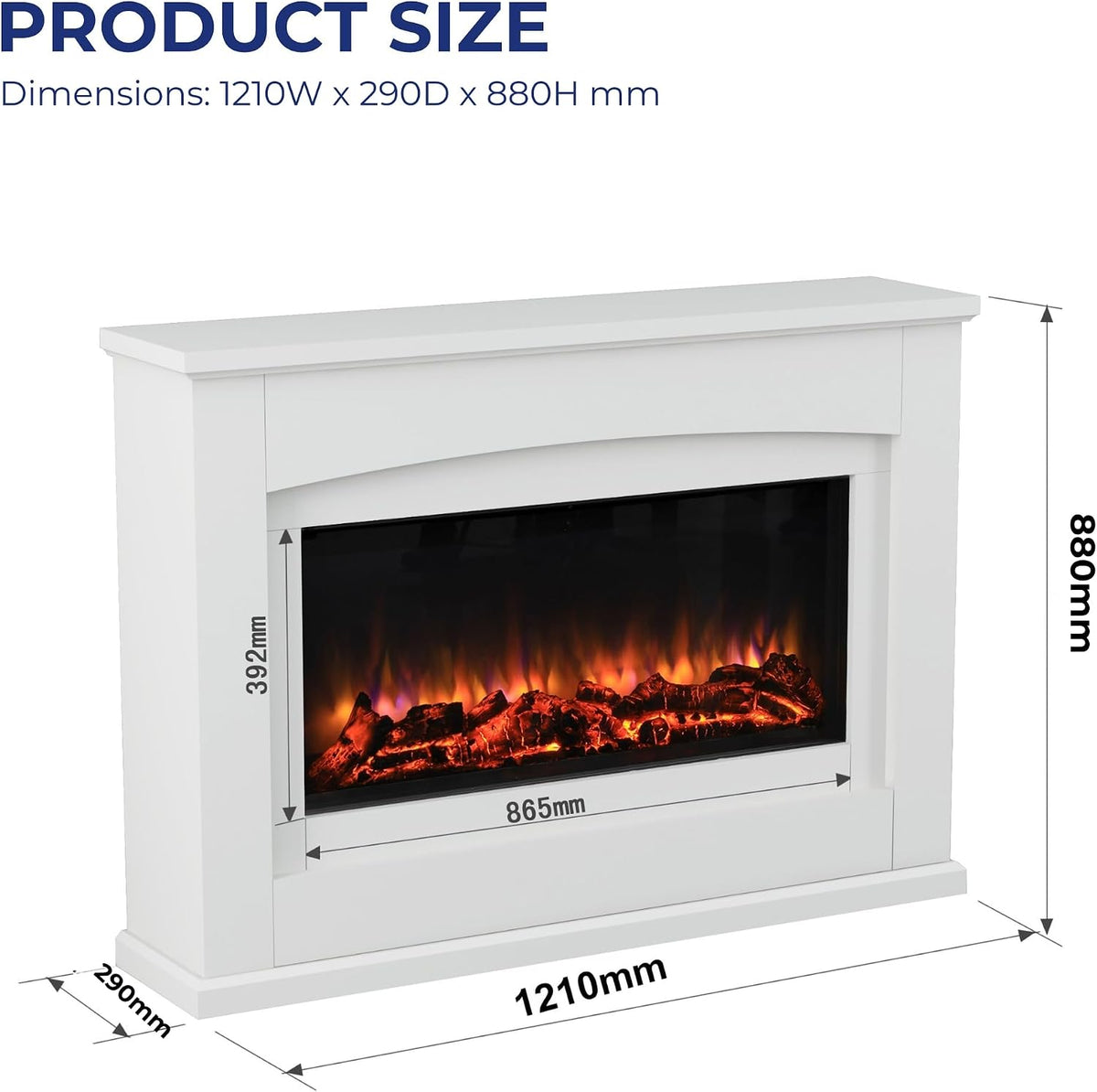 Endeavour Fires Danby 48" Freestanding Electric Fire and Surround,White