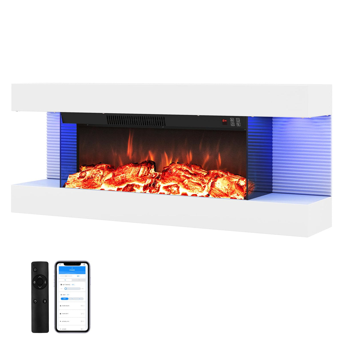 TANGZON Electric Fireplace, Wall Mounted Electric Fire Suite with WiFi