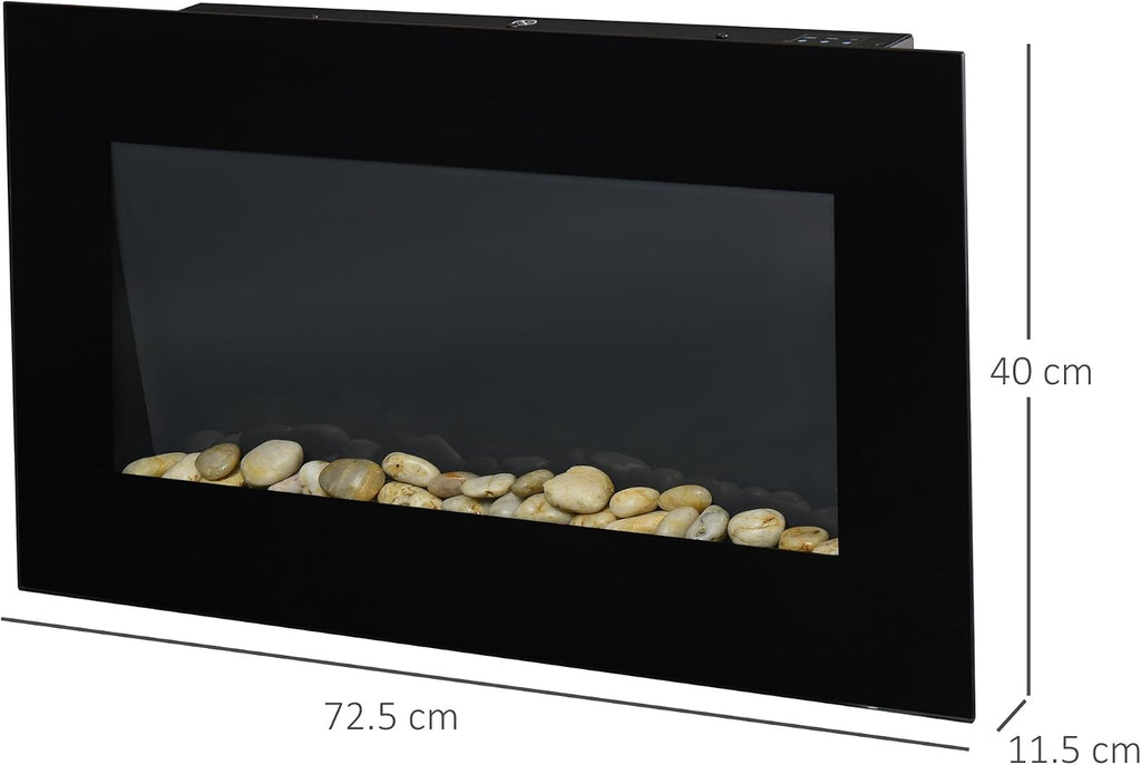 HOMCOM 900W/1800W Electric Wall Fireplace with LED Flame Effect Timer