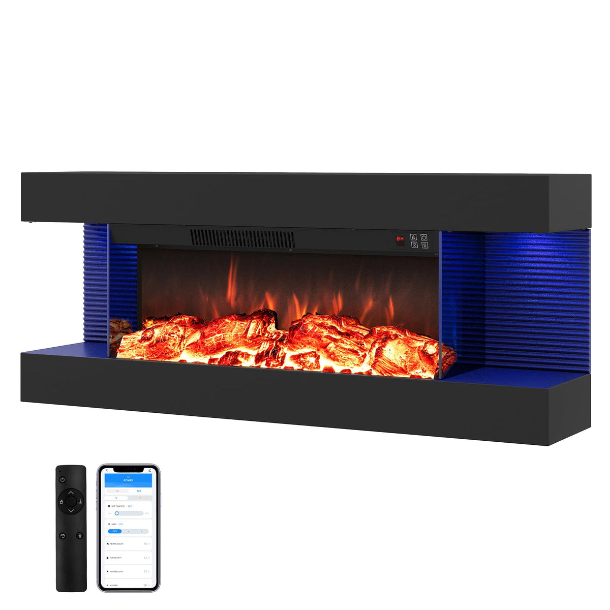 TANGZON Electric Fireplace, Wall Mounted Electric Fire Suite with WiFi