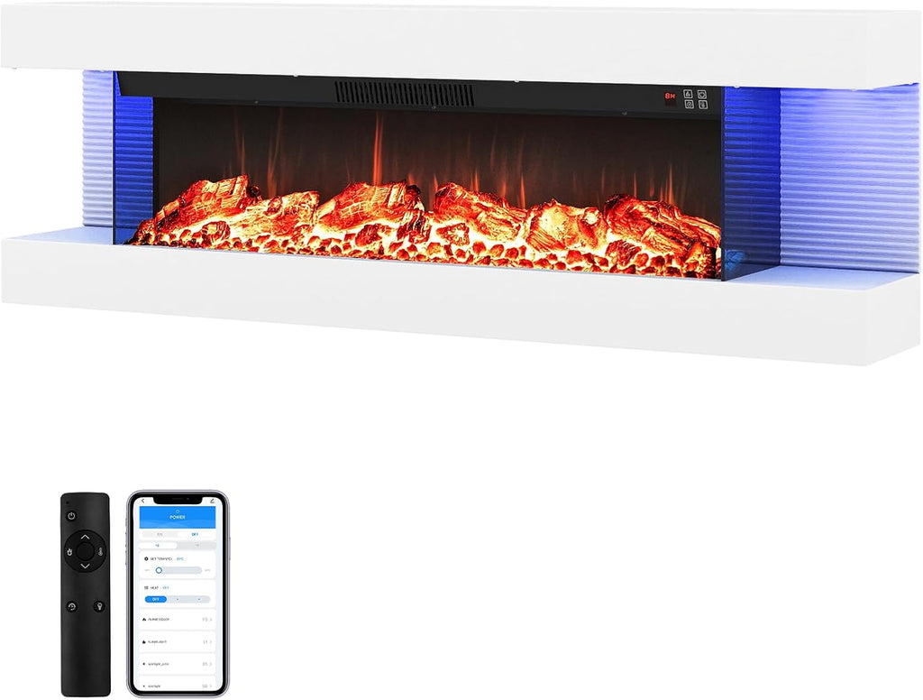 TANGZON Electric Fireplace, Wall Mounted Electric Fire Suite with WiFi