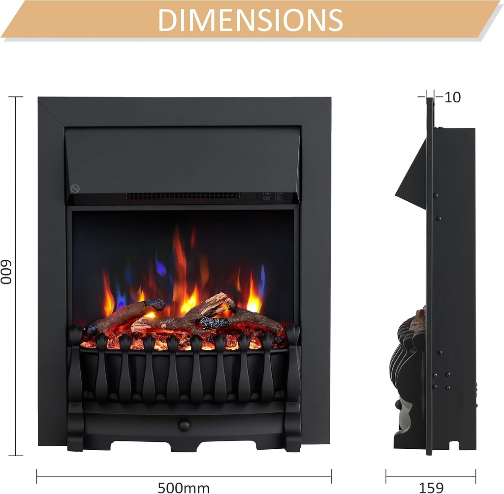 FLAMEKO 16" Freestanding Electric Fireplace Insert, Blenheim Fret, Verona