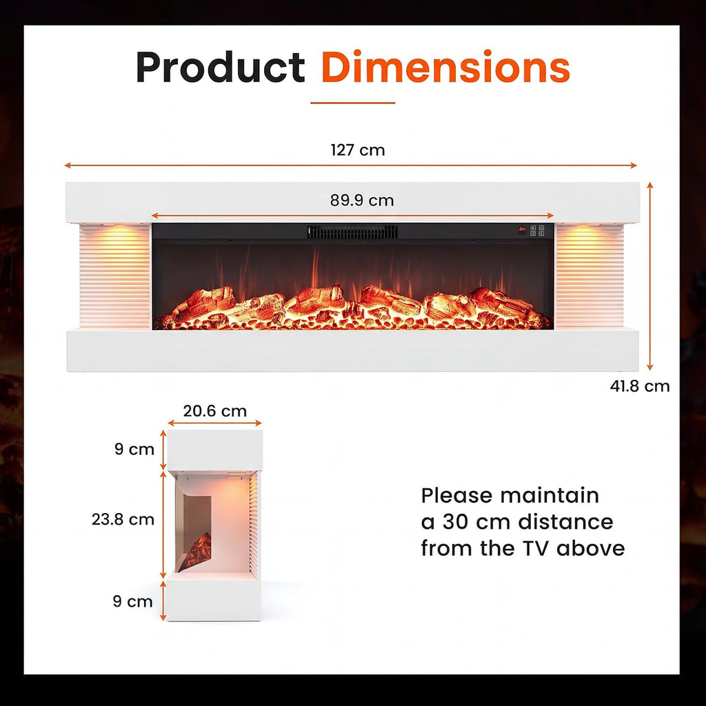 TANGZON Electric Fireplace, Wall Mounted Electric Fire Suite with WiFi