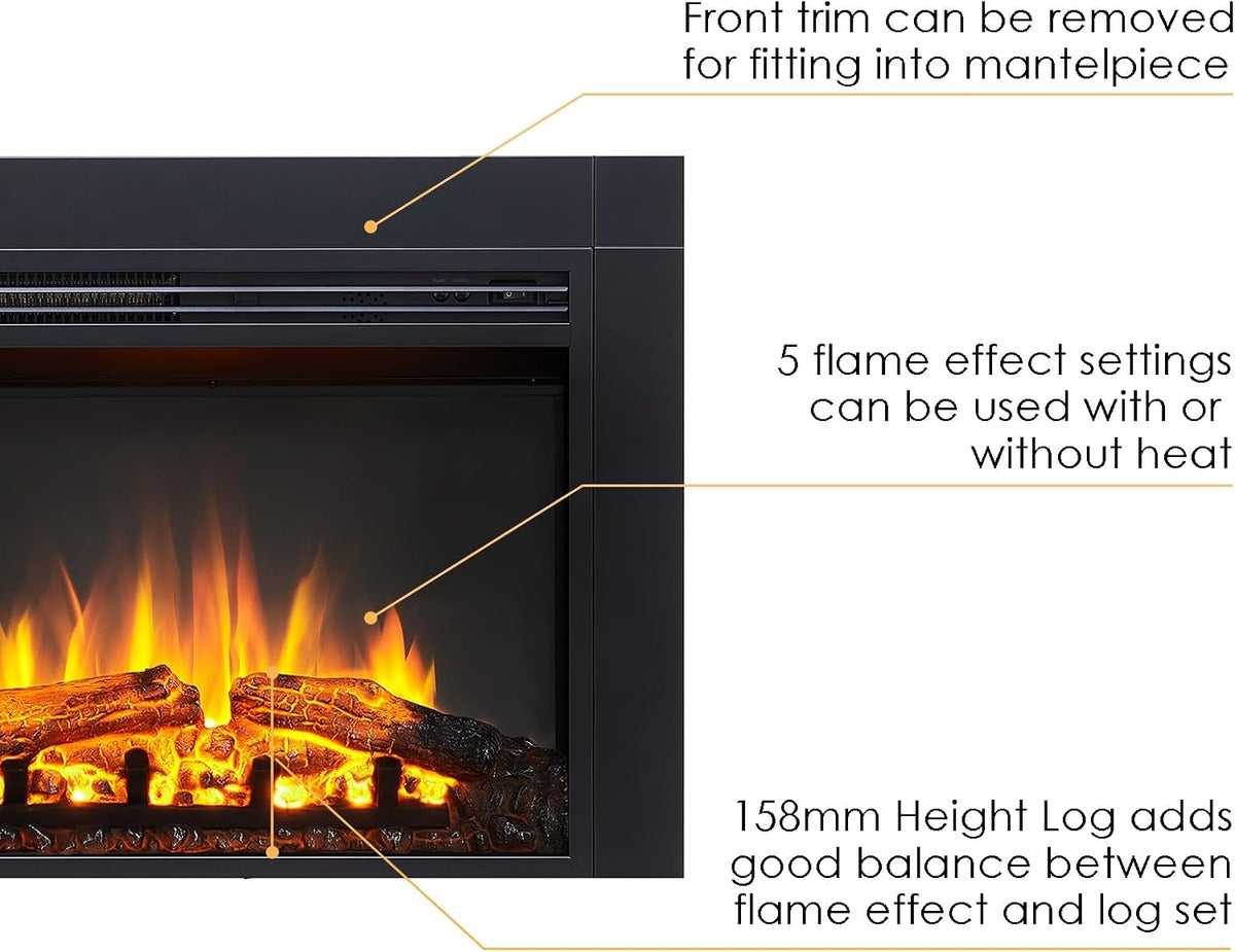 FLAMME 24" Freestanding Electric Fireplace, Innsbruck, Black