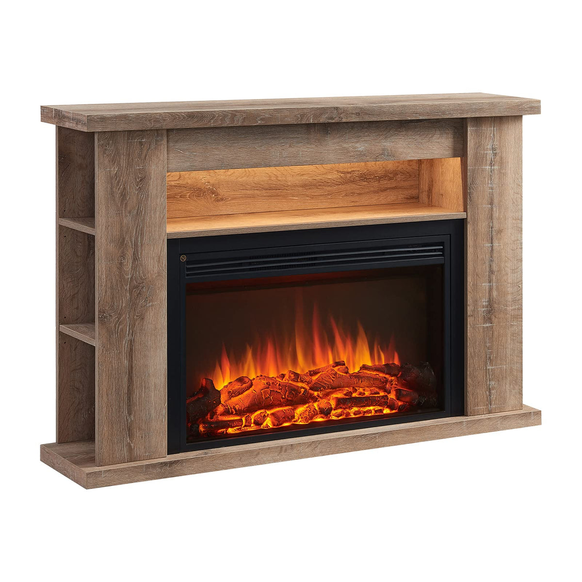FLAMME 43" Electric Fire and Surround, Lipson Rustic Light Oak