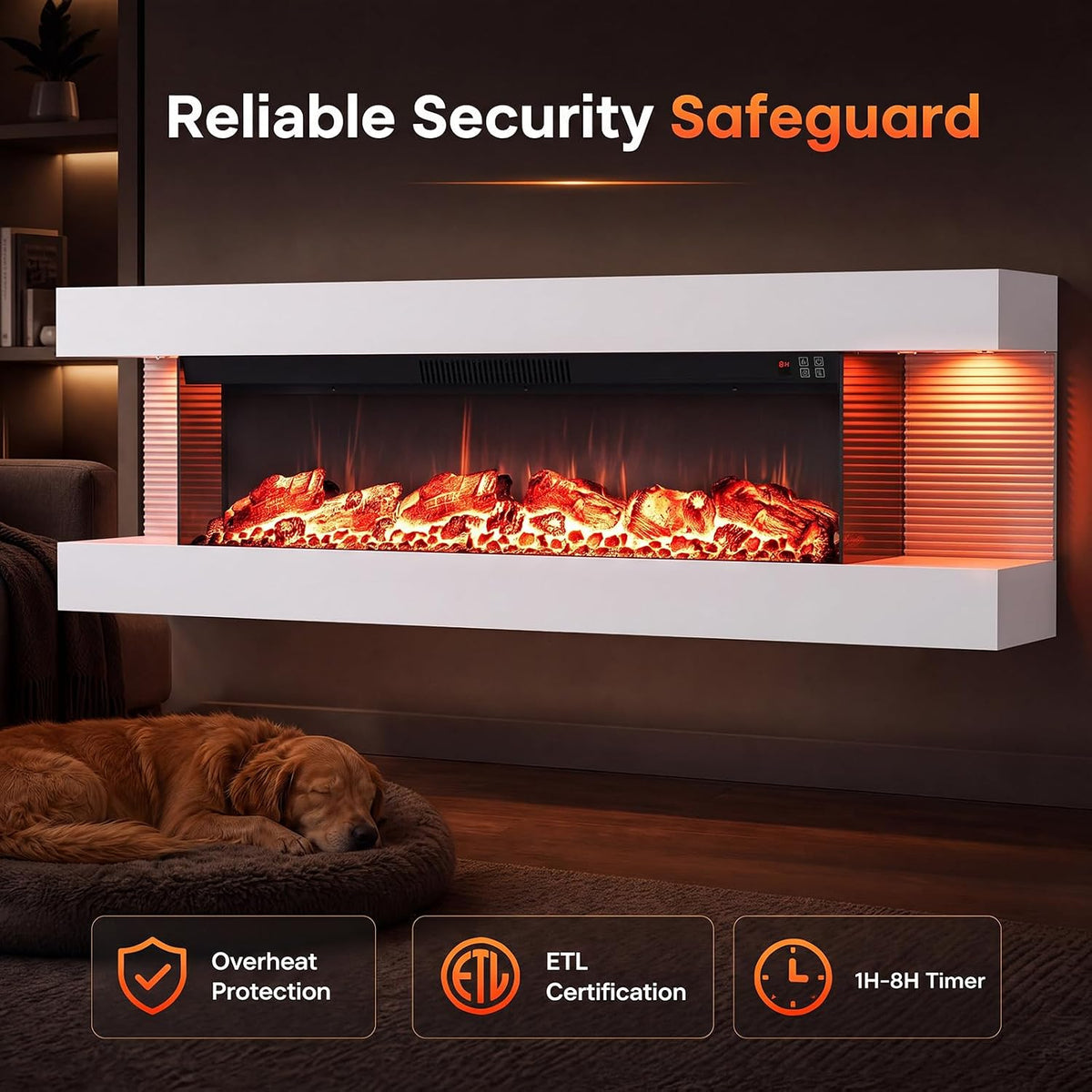 TANGZON Electric Fireplace, Wall Mounted Electric Fire Suite with WiFi