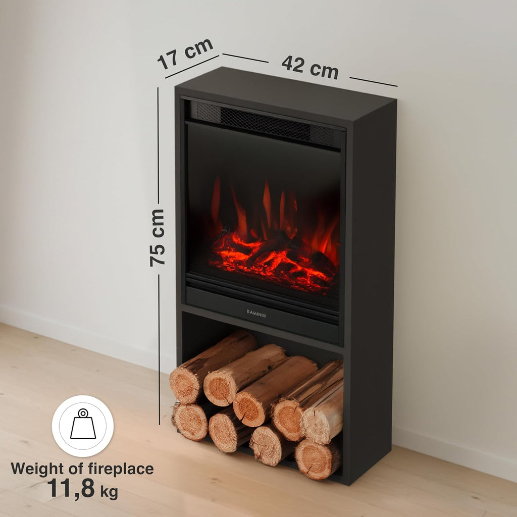 KAMINIO® Hugo Electric stove fire with heater [Black fireplace]
