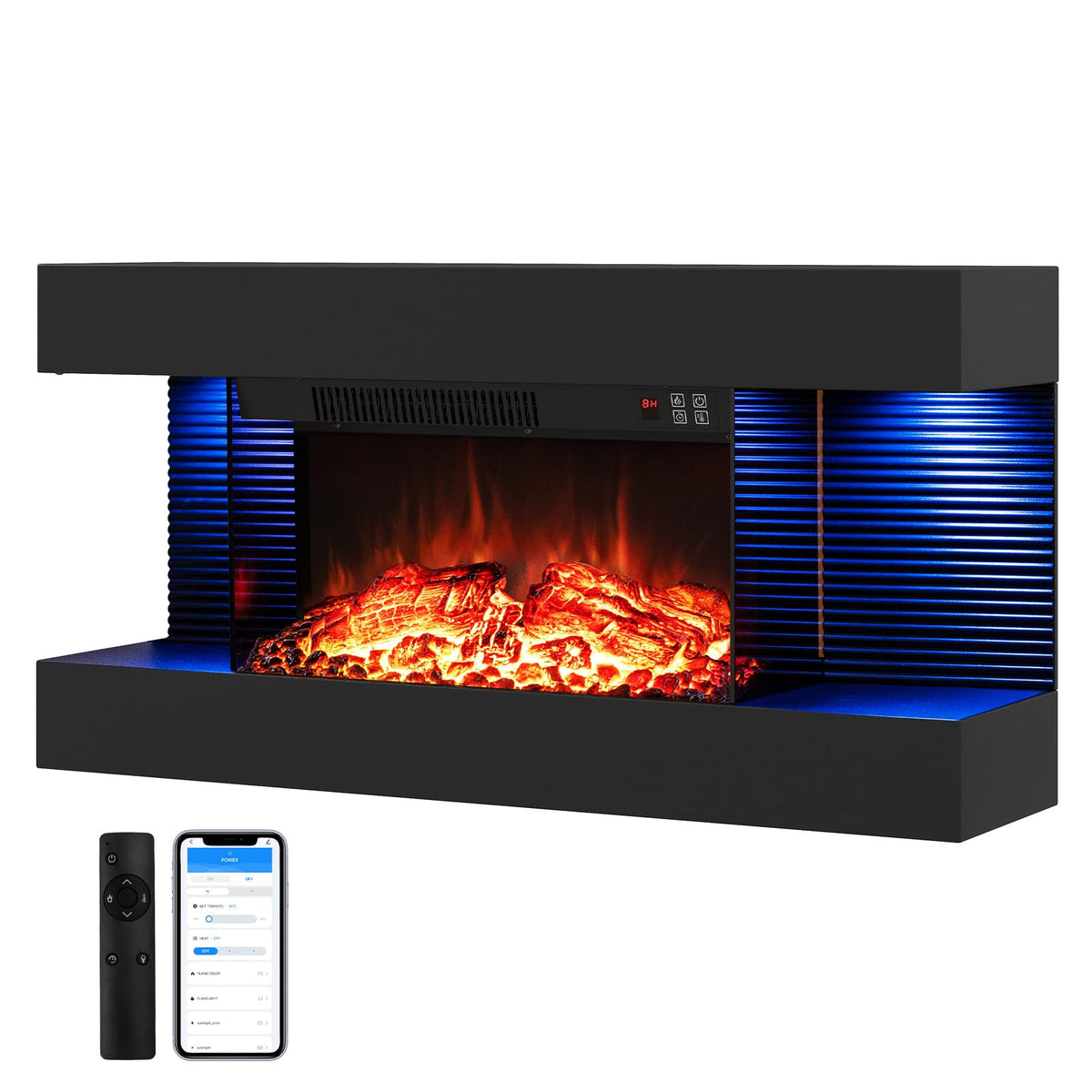 TANGZON Electric Fireplace, Wall Mounted Electric Fire Suite with WiFi