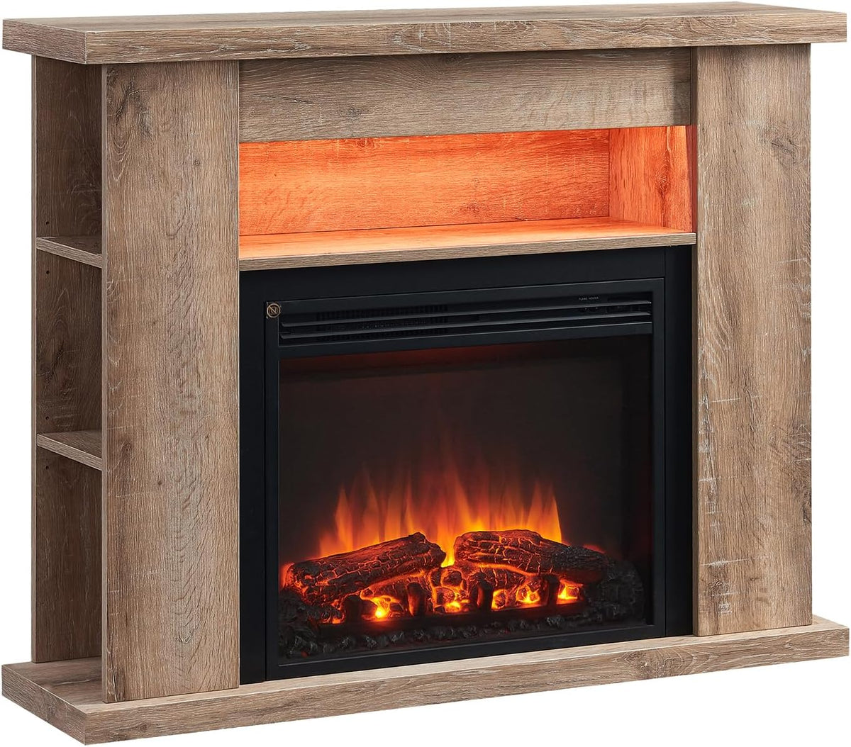 FLAMME 43" Electric Fire and Surround, Lipson Rustic Light Oak