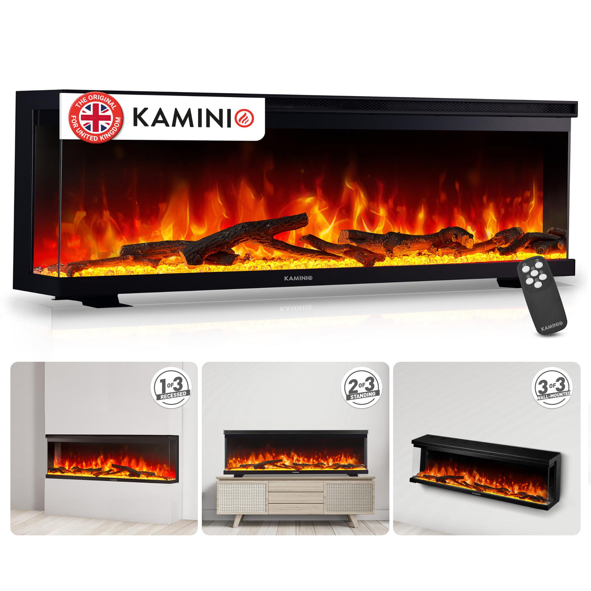 KAMINIO® Lea PRO 50 Electric fire with heater and flame effect