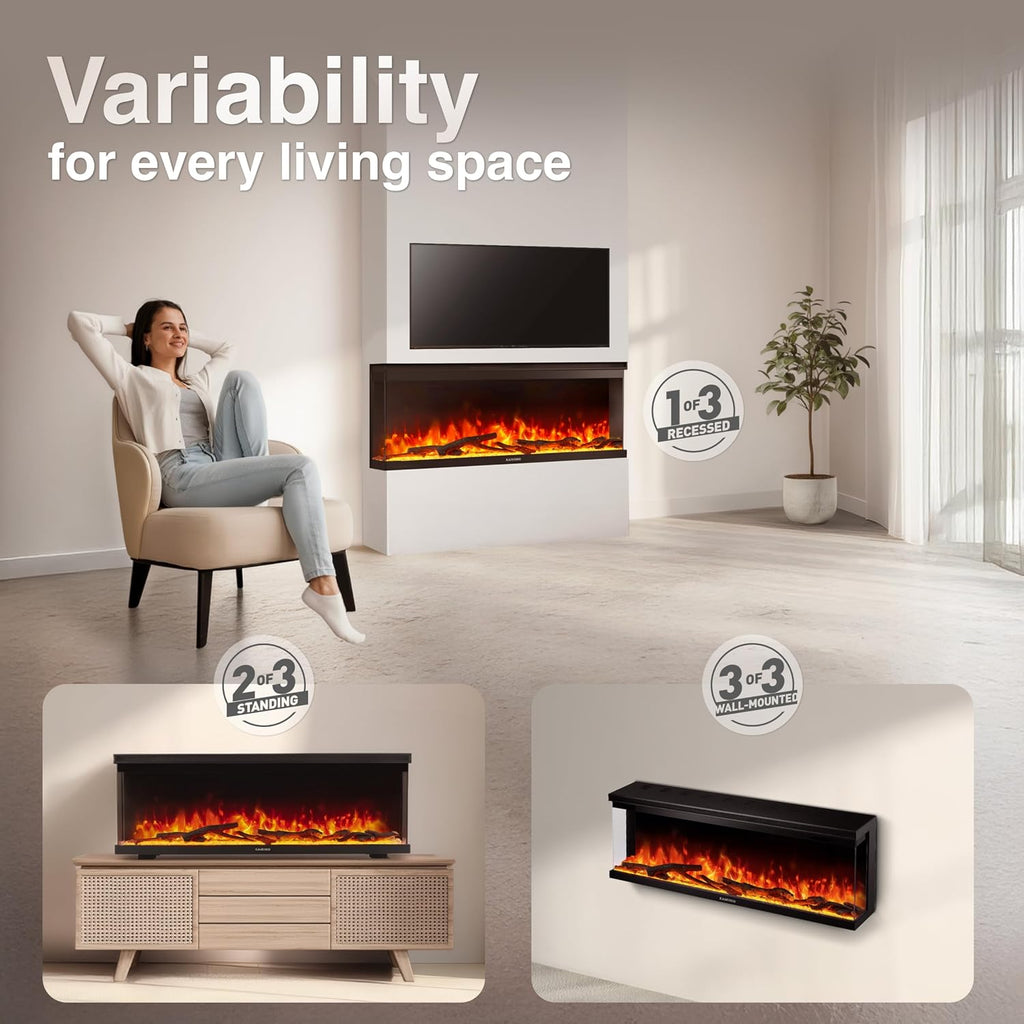 KAMINIO® Lea PRO 50 Electric fire with heater and flame effect