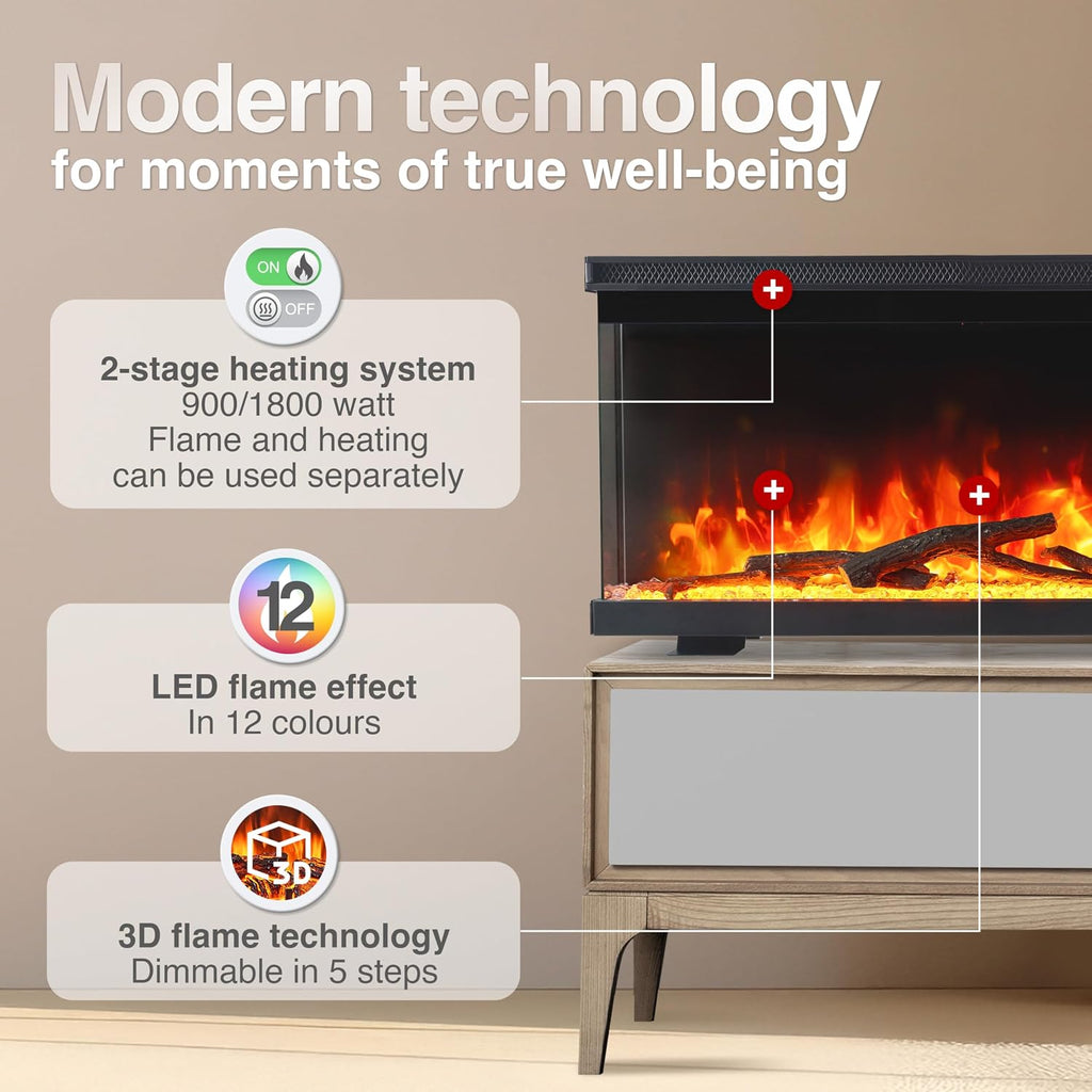 KAMINIO® Lea PRO 50 Electric fire with heater and flame effect