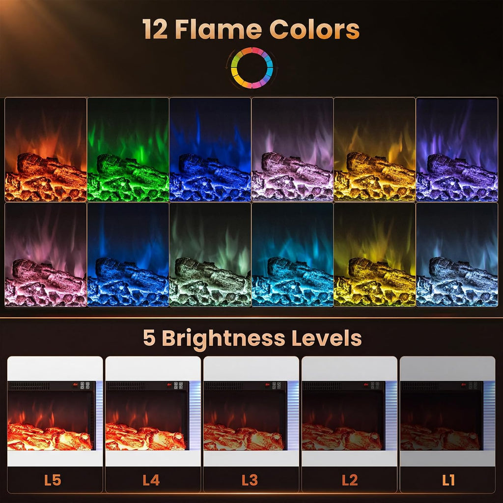 TANGZON Electric Fireplace, Wall Mounted Electric Fire Suite with WiFi