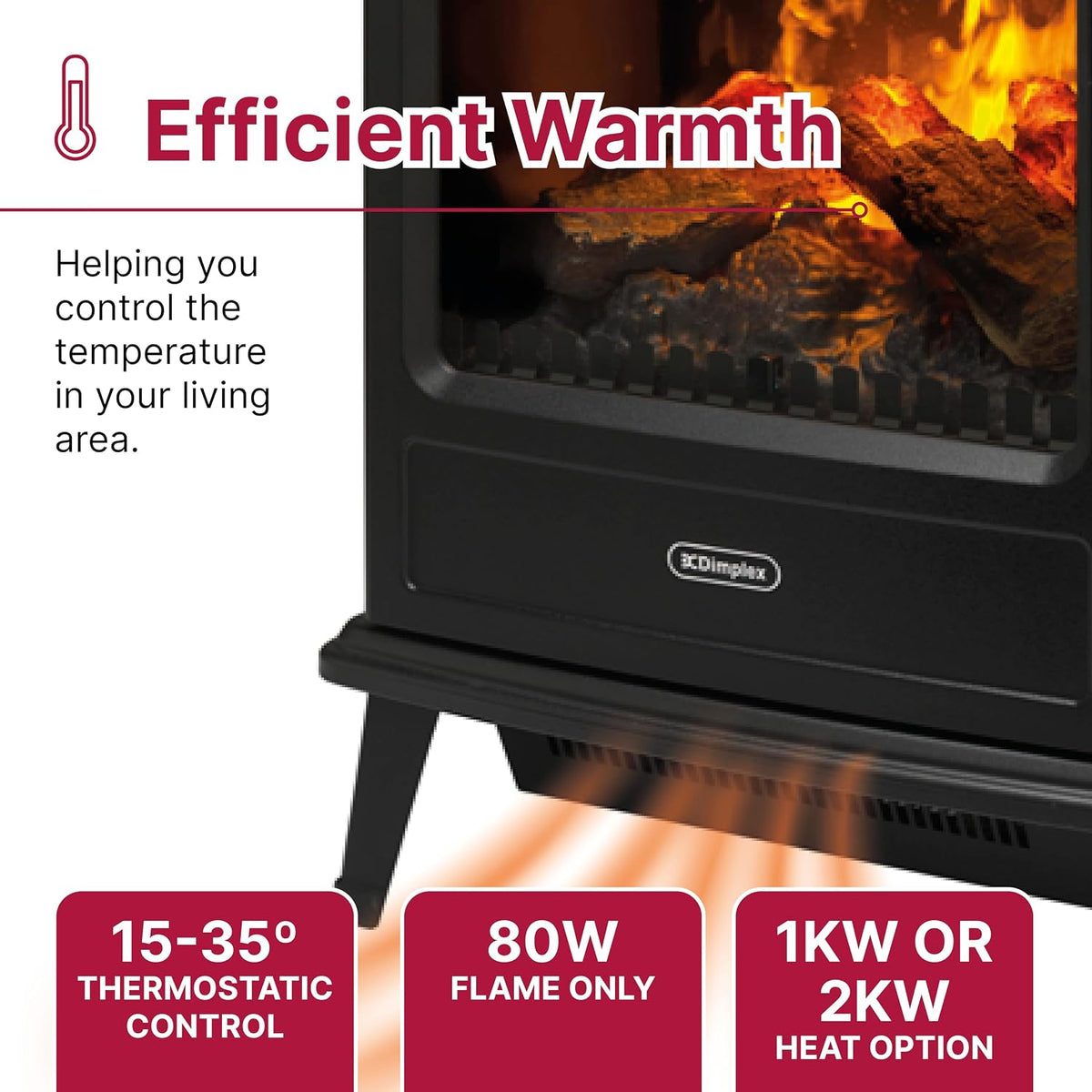 Dimplex Willowbrook Optimyst Water Vapour Electric Stove, 2kW - Black