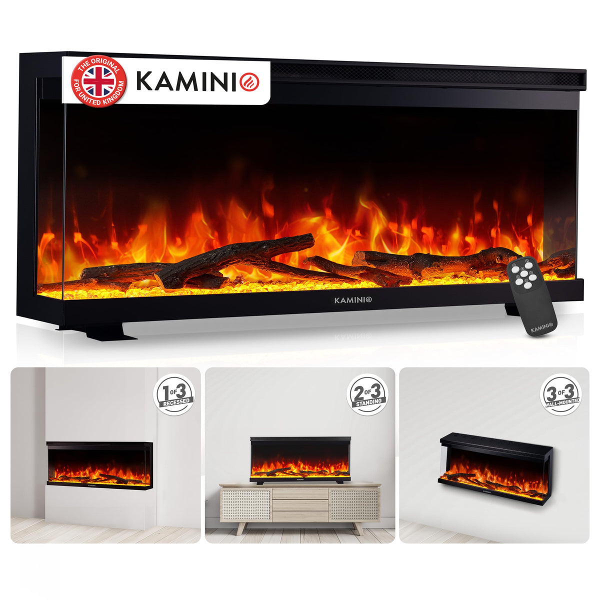 KAMINIO® Lea PRO 50 Electric fire with heater and flame effect