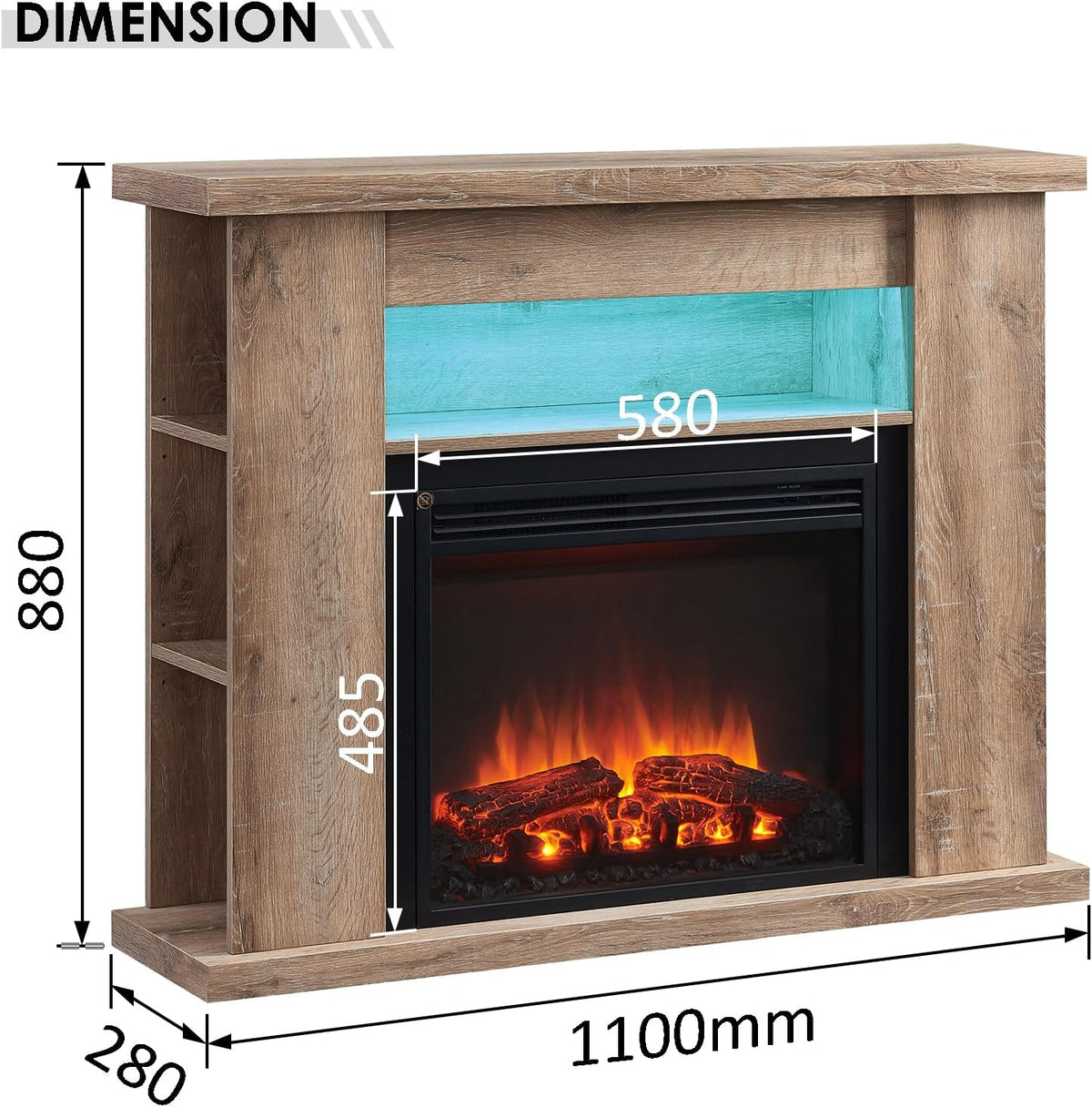 FLAMME 43" Electric Fire and Surround, Lipson Rustic Light Oak