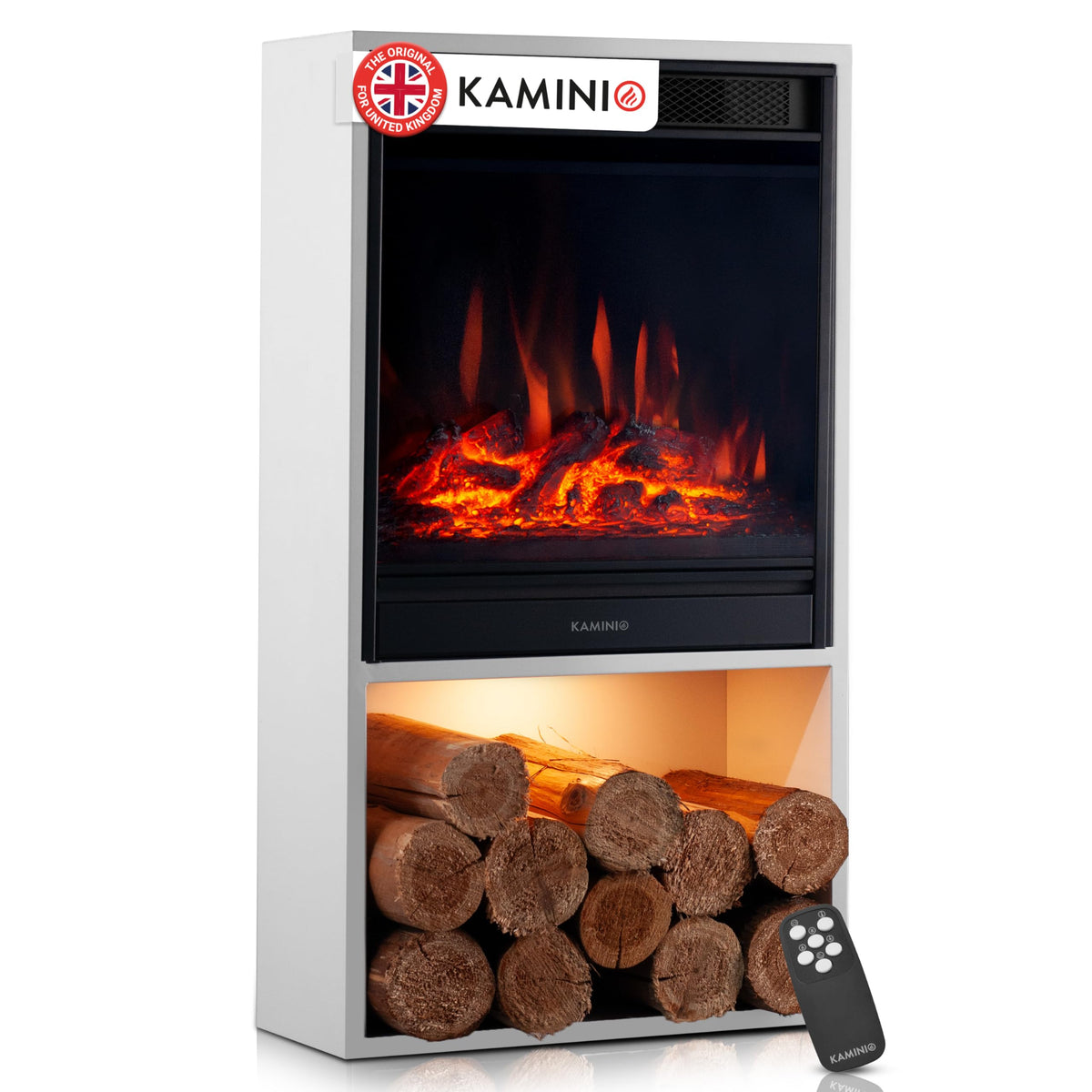 KAMINIO® Hugo Electric stove fire with heater [Black fireplace]