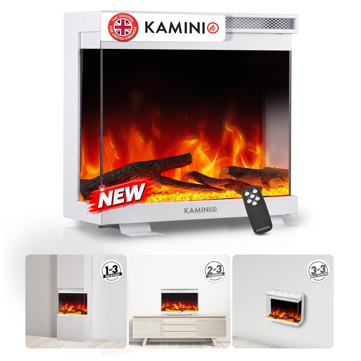 KAMINIO® Lea PRO 50 Electric fire with heater and flame effect
