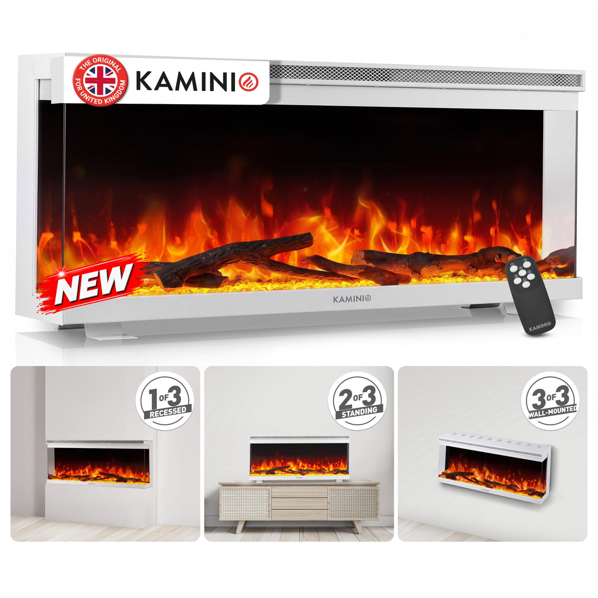 KAMINIO® Lea PRO 50 Electric fire with heater and flame effect