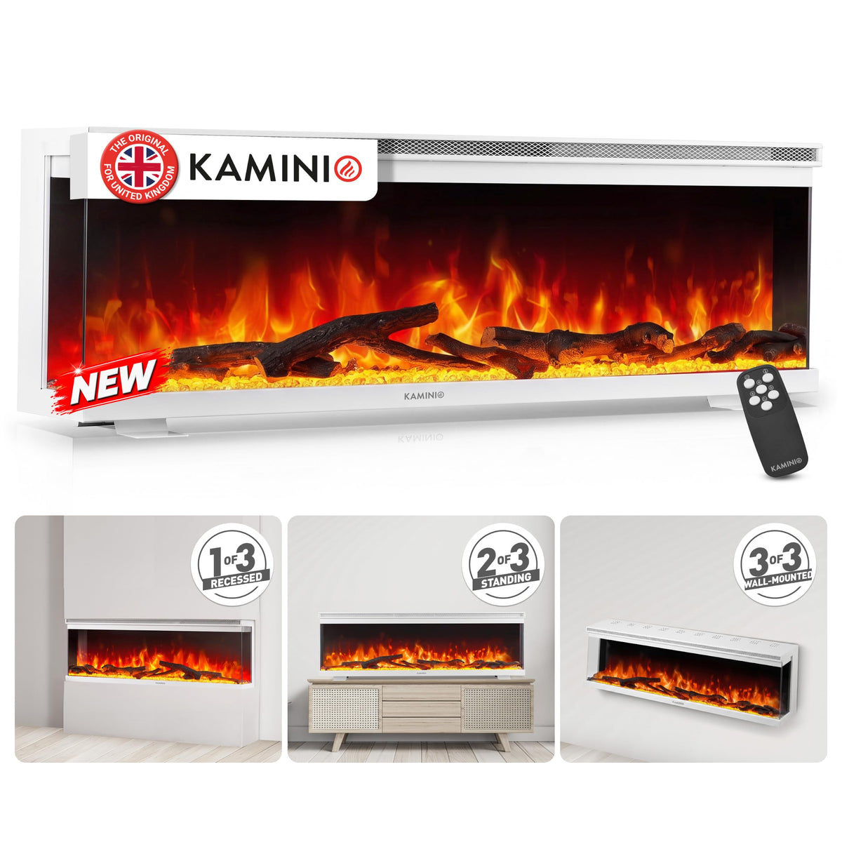 KAMINIO® Lea PRO 50 Electric fire with heater and flame effect