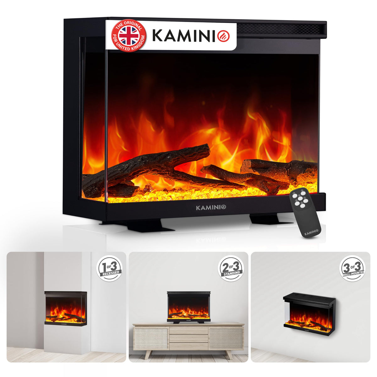 KAMINIO® Lea PRO 50 Electric fire with heater and flame effect