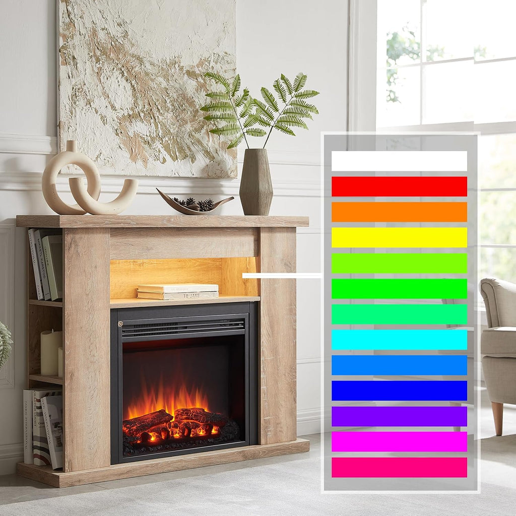 FLAMME 43" Electric Fire and Surround, Lipson Rustic Light Oak