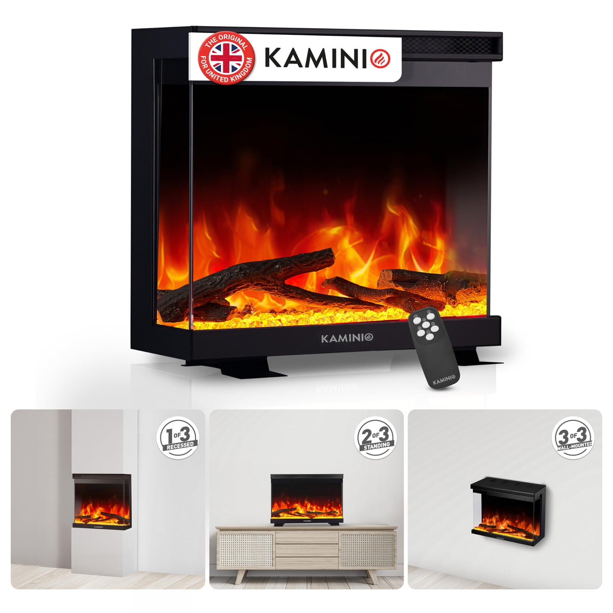 KAMINIO® Lea PRO 50 Electric fire with heater and flame effect