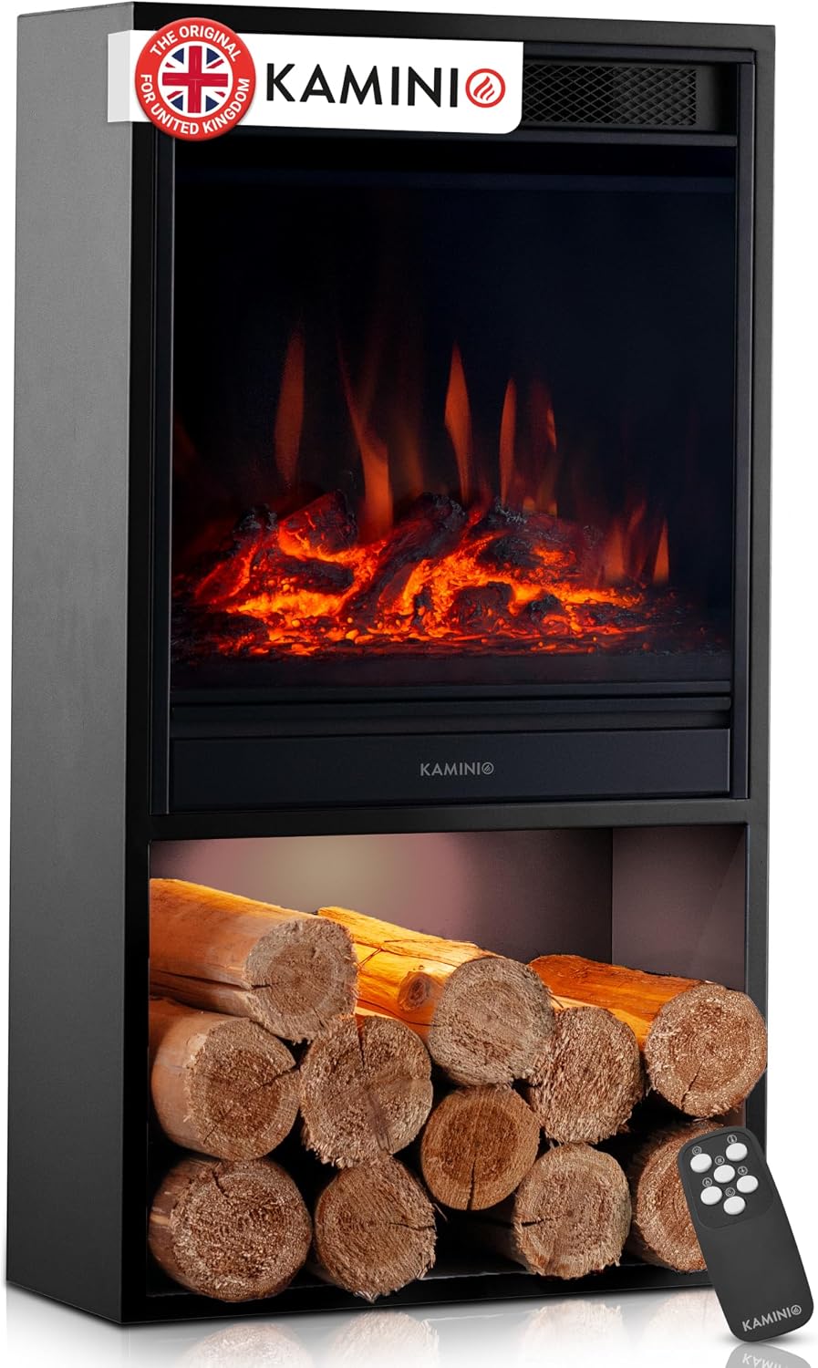 KAMINIO® Hugo Electric stove fire with heater [Black fireplace]