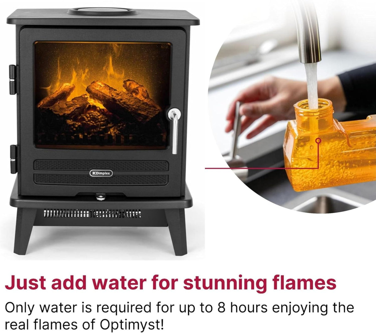Dimplex Willowbrook Optimyst Water Vapour Electric Stove, 2kW - Black