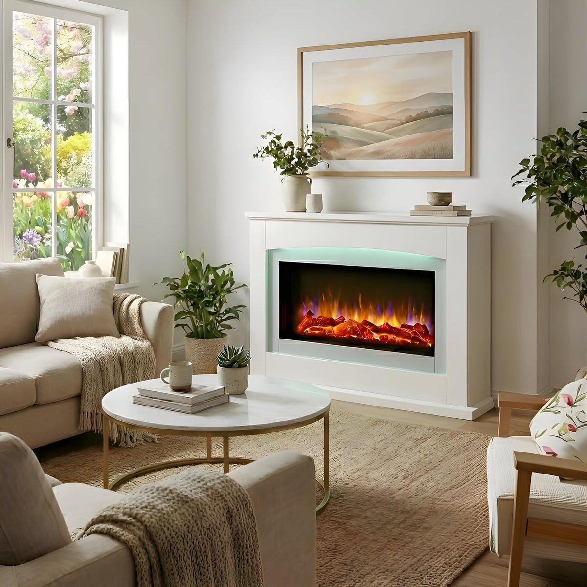 Endeavour Fires Danby 48" Freestanding Electric Fire and Surround,White