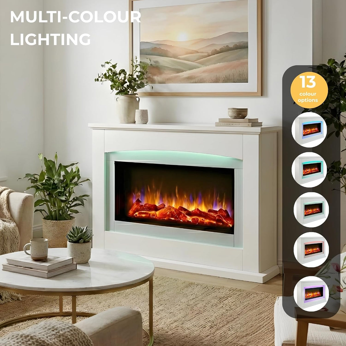 Endeavour Fires Danby 48" Freestanding Electric Fire and Surround,White